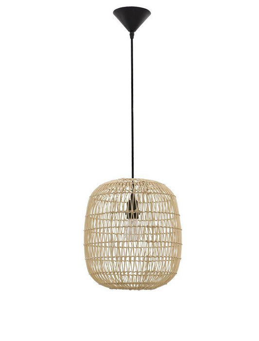MEL Natural Ratan With Black Fabric Cable & Base Single Pendant - ID 10446