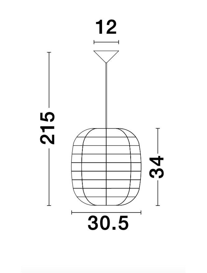 MEL Natural Ratan With Black Fabric Cable & Base Single Pendant - ID 10446