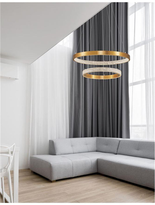 PRE Dimmable Gold & Acrylic Twin Ring Pendant - ID 10063