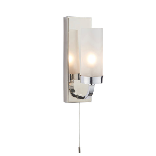 Polished Chrome & Frosted Glass Bathroom Wall Light - ID 11679