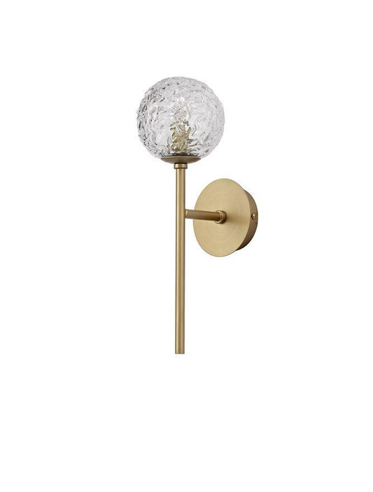 MIRA Clear Structured Glass & Brass Gold Steel Wall Light - ID 10544