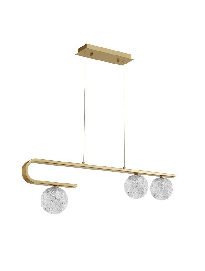 MIRA Clear Structured Glass & Brass Gold Steel Ceiling Light - ID 10547
