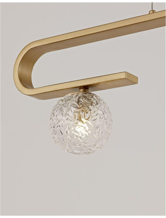 MIRA Clear Structured Glass & Brass Gold Steel Ceiling Light - ID 10547