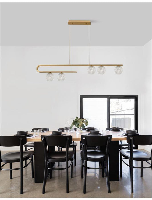 MIRA Clear Structured Glass & Brass Gold Steel Ceiling Light - ID 10543