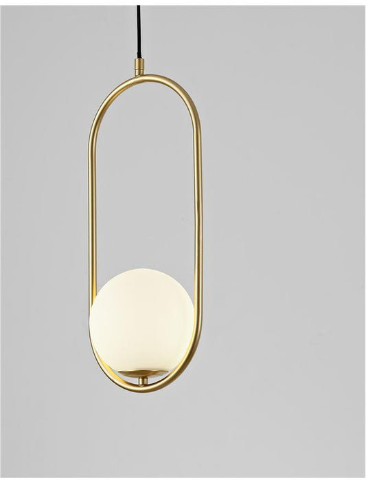OBI Opal Glass With Brass Gold Metal 1 Light Single Pendant - ID 10554