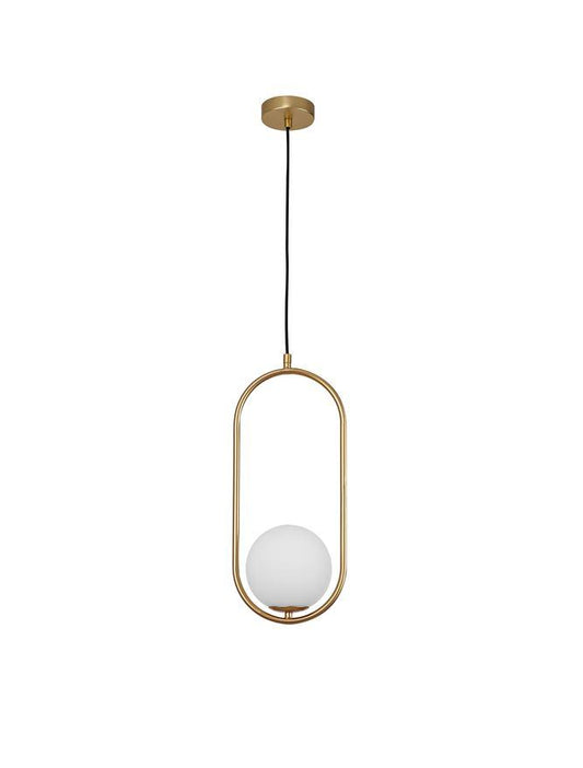OBI Opal Glass With Brass Gold Metal 1 Light Single Pendant - ID 10554