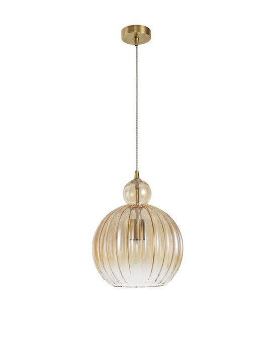 ODE Champagne Glass & Chrome Aluminium Finish Single Pendant Medium - ID 10019