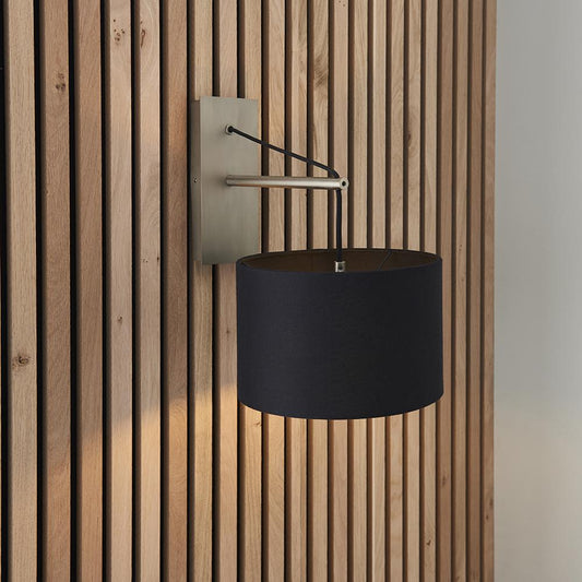 Leaning Matt Brass Wall Light with Black Shade - ID 11030