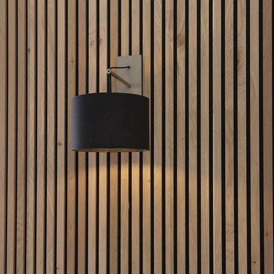 Leaning Matt Brass Wall Light with Black Shade - ID 11030