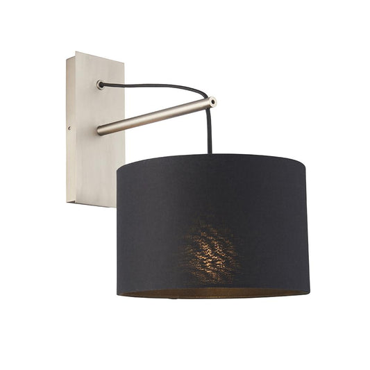 Leaning Matt Nickel Wall Light with Black Shade - ID 11038