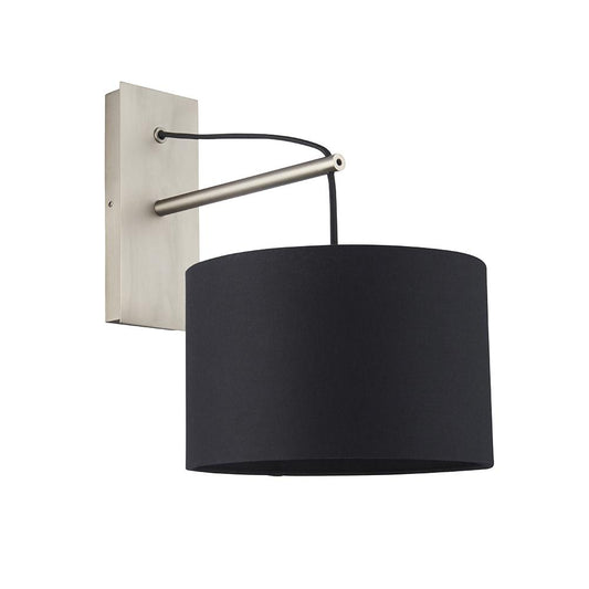 Leaning Matt Nickel Wall Light with Black Shade - ID 11038