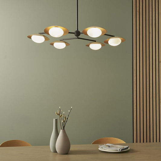 Opal Pebble Six Lamp Semi-Flush Adjustable Ceiling Light - ID 11014
