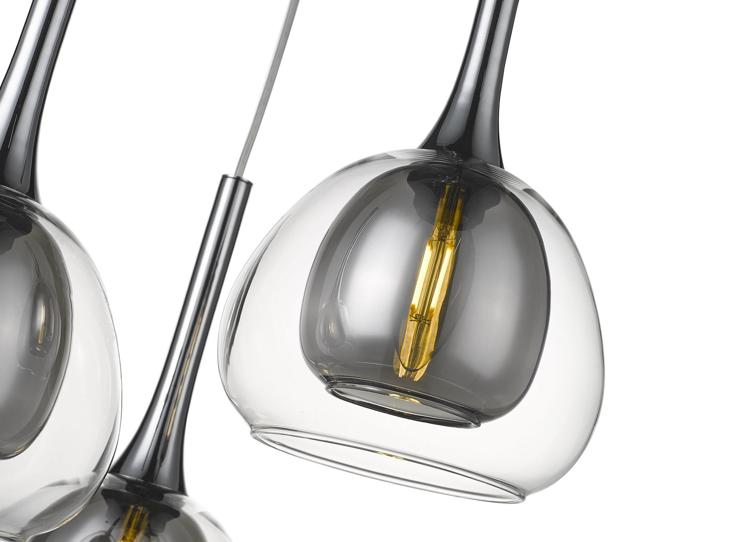Smoked Grey & Clear Glass 3 Lamp Multi Pendant - ID 9802