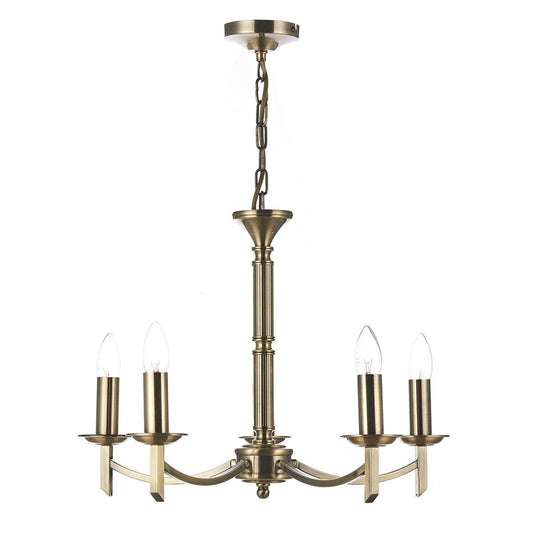 Ambassador Antique Brass 5 Arm Pendant Light - London Lighting - 1