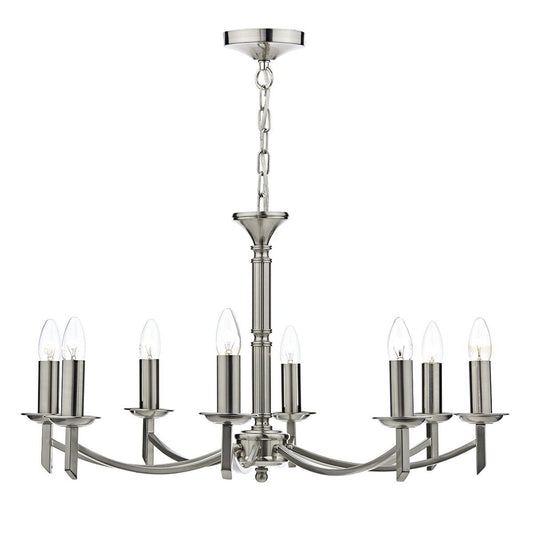 Ambassador Satin Chrome 8 Arm Dual Mount Pendant Light - London Lighting - 1