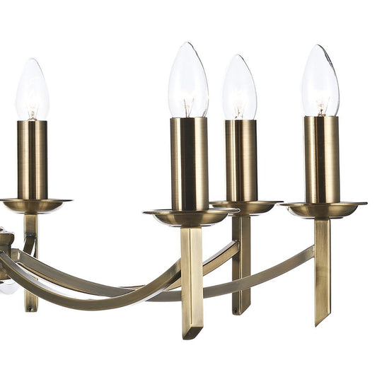 Ambassador Antique Brass 8 Arm Pendant Light - London Lighting - 2