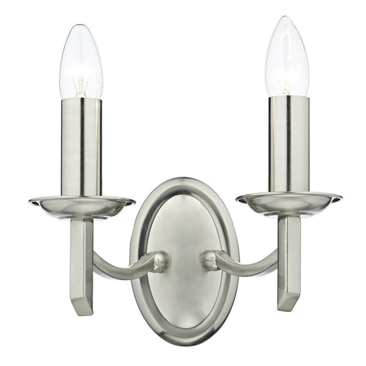 Ambassador Satin Chrome 2 Lamps Wall Bracket - London Lighting - 1