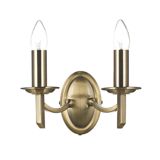 Ambassador Antique Brass 2 Lights Wall Bracket - London Lighting - 1