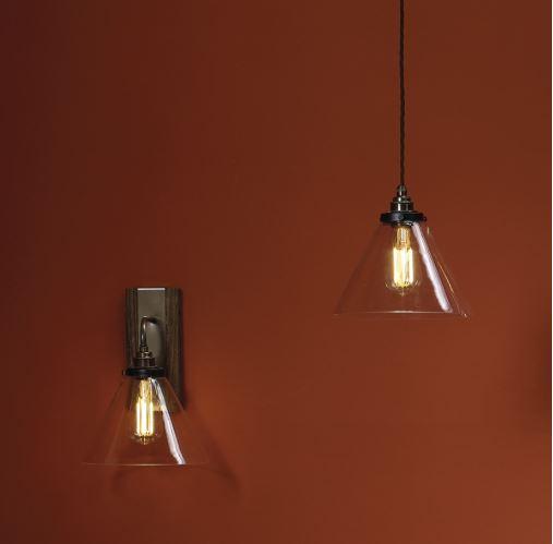 Wooden Style Wall Light with Clear Glass Shade - ID 10269