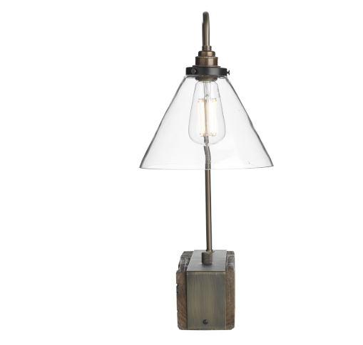 Wooden Style Table Light with Clear Glass Shade - ID 10270
