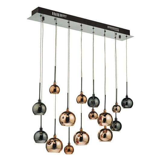 Hadrian 15 Lamp Bar Pendant In Black Chrome & Multi Colour - ID 9382