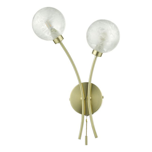 AVA Satin Brass & Ornate Frosted Grass Wall Light - ID 11062
