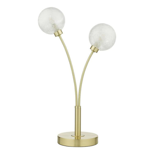 AVA Satin Brass & Ornate Frosted Glass Table Lamp - ID 11200