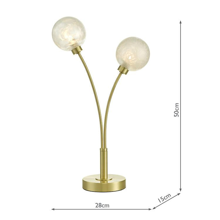 AVA Satin Brass & Ornate Frosted Glass Table Lamp - ID 11200