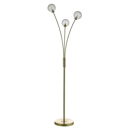 AVA Satin Brass & Ornate Frosted Glass Floor Lamp - ID 11201