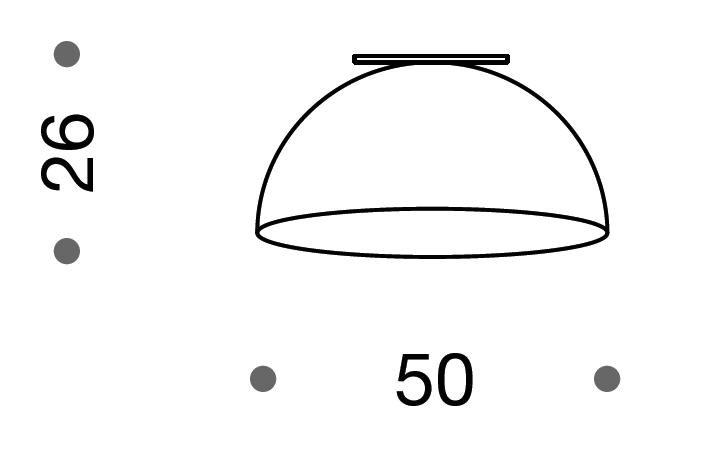 AMA 50cm Flush Dome Ceiling Light