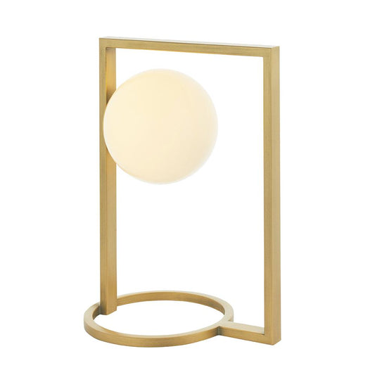 Geometric Brushed Gold & Opal Glass Table Lamp - ID 11115