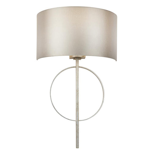 Hoop Detail Wall Light In Silver Leaf With Mink Satin Fabric - ID 11174