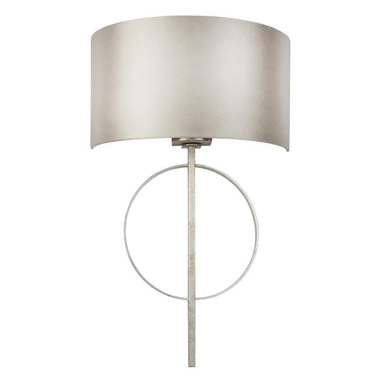 Hoop Detail Wall Light In Silver Leaf With Mink Satin Fabric - ID 11174