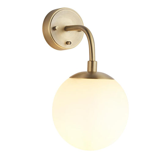 Opal Glass & Matt Antique Brass Switched Wall Light - ID 11050