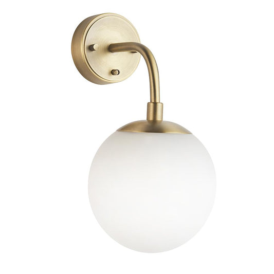 Opal Glass & Matt Antique Brass Switched Wall Light - ID 11050
