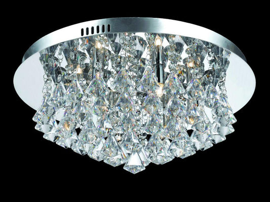 6 Lamp Flush Crystal & Chrome Ceiling Light - ID 2074