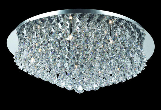 12 Lamp Flush Crystal & Chrome Ceiling Light - ID 2229