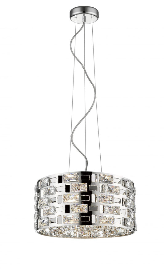DIR C&C Chrome & Crystal Five Lamp Medium Suspension Pendant - ID 10528