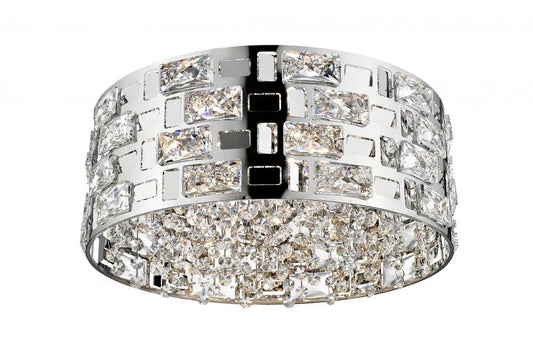 DIR C&C Chrome & Crystal Five Lamp Medium Flush Ceiling Light - ID 11195