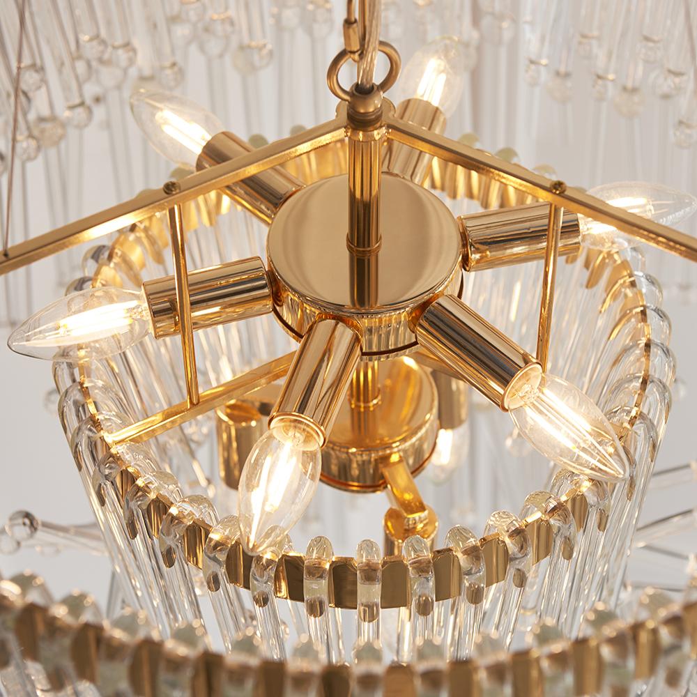 Multi Layered Pendant With Glass Rods & Gold Finish Metalwork - ID 11132
