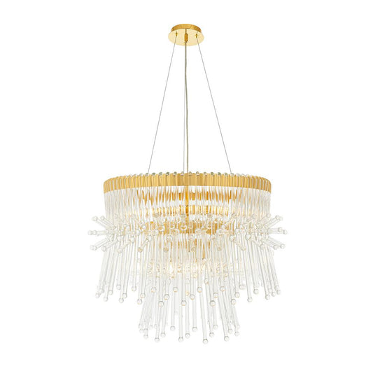 Multi Layered Pendant With Glass Rods & Gold Finish Metalwork - ID 11132