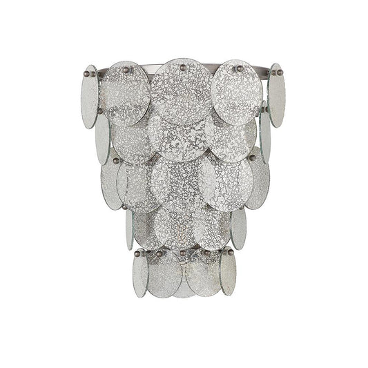 Tiered Wall Light with Mercury Effect Glass & Antique Silver Finish Metalwork - ID 11125