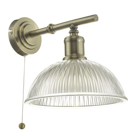 Antique Brass & Glass Wall Light - ID 8616
