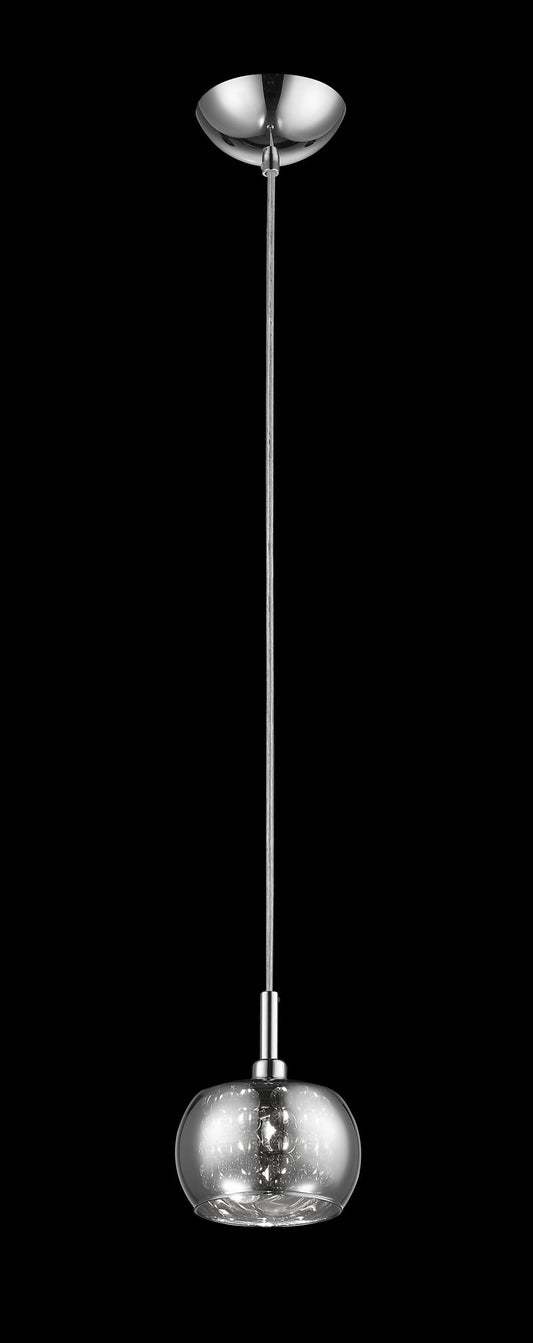 Smoked Glass & Chrome Single Pendant With Glass Beads - ID 6406