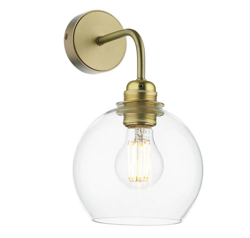 Clear Glass and Brass Wall Light - ID 10153