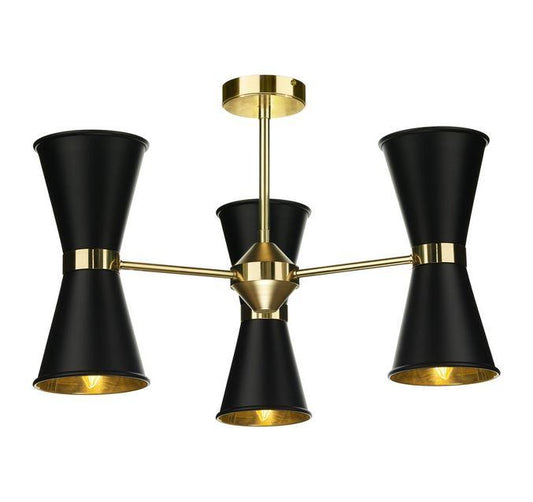 Hyde Brass and Black Up and Downlight 6 Light Pendant/Semi Flush - ID 10043