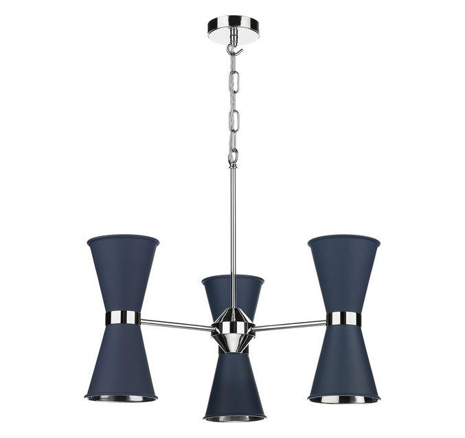 Hyde Chrome and Blue Up and Downlight 6 Light Pendant/Semi Flush - ID 10048