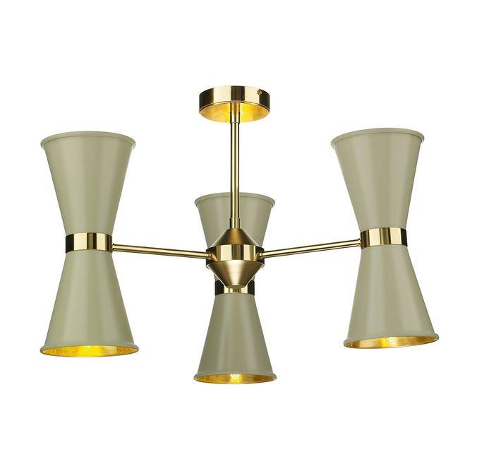 Hyde Brass and Pebble Up and Downlight 6 Light Pendant/Semi Flush - ID 10042