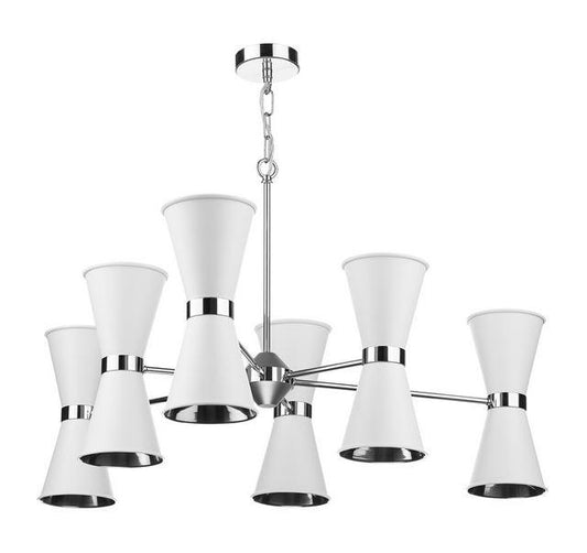 Hyde Chrome and White Up and Downlight 12 Light Pendant - ID 10041