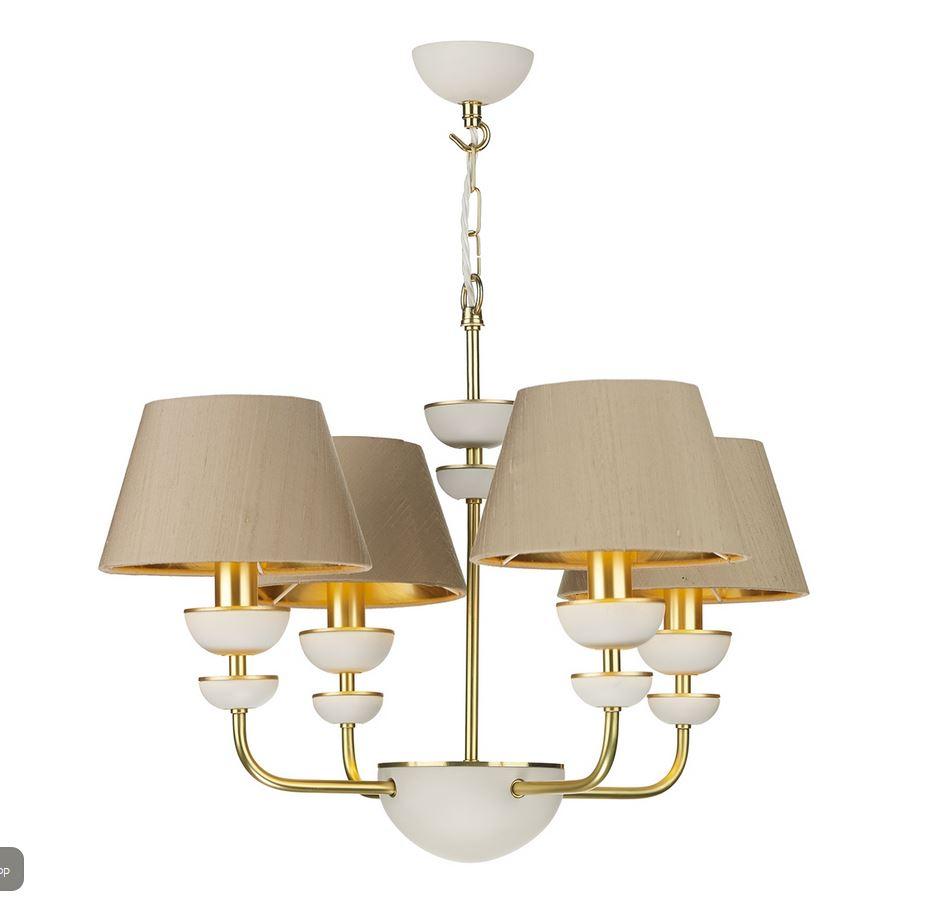 Lunar Brass/Ivory & Taupe/Gold Shade Pendant (With Shade Colour Options) - ID 10173